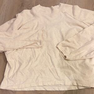 Aerie Light Beige Long Sleeve Crewneck Top
